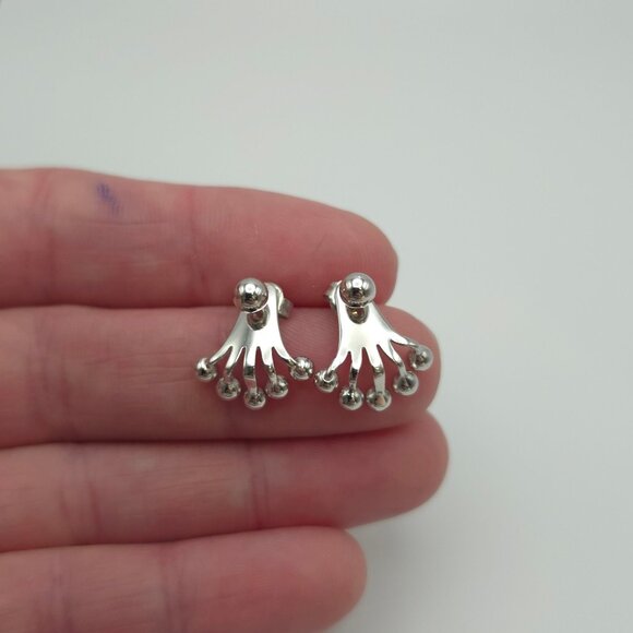 Jewelry - 925 Sterling Silver Unique Odd Curved Style Earrings